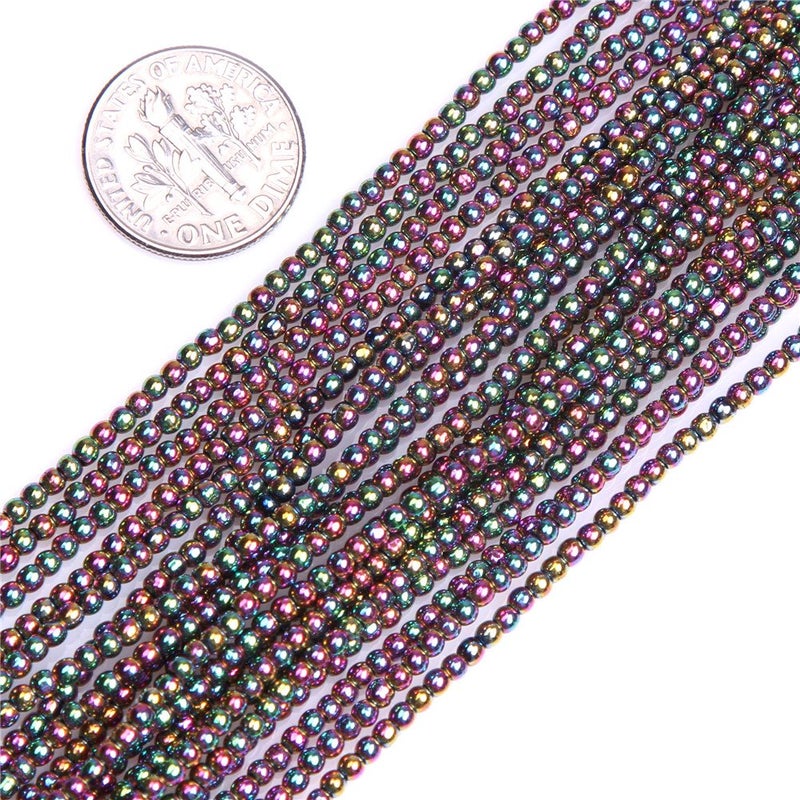 JOE FOREMAN 2mm Hematite Semi Precious Gemstone Round Loose Beads for Jewelry Making Sliver Color DIY Handmade Craft Supplies 15" 190-200 Pcs - Image 2